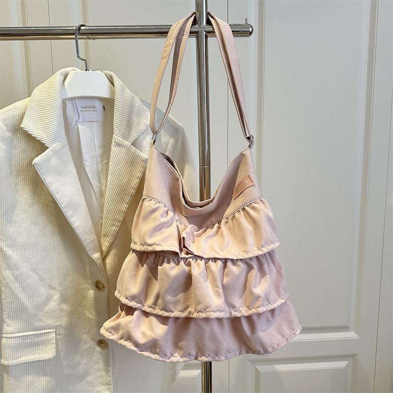 Summer Mori Lotus Leaf Edge Shoulder Canvas Bag Literature and Art Student Class Bag Gentle Girl Canvas Bag
