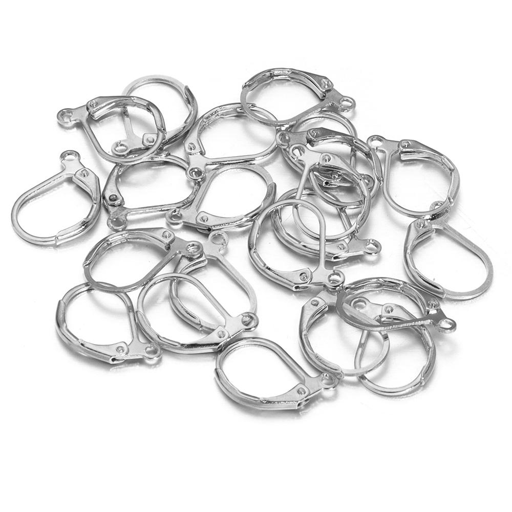50pcs/lot D Shape Earring Hooks French Lever Back Earwire Alloy Earrings Clasps For Jewelry Making Findings DIY Accessories