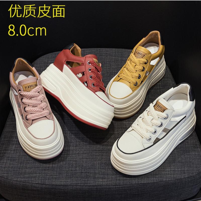 High quality 9cm Genuine Leathe Slippers Lace Up Hollow Peep Toe Casual Sandals Platform Wedge Ladies Women Summer Slides Shoes