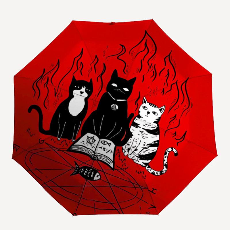 

1pc Witchcraft Feline Automatic Open/Close Umbrella, Portable Folding Umbrella for Travel, Themed Events, It is suitable as a gift for various festiva