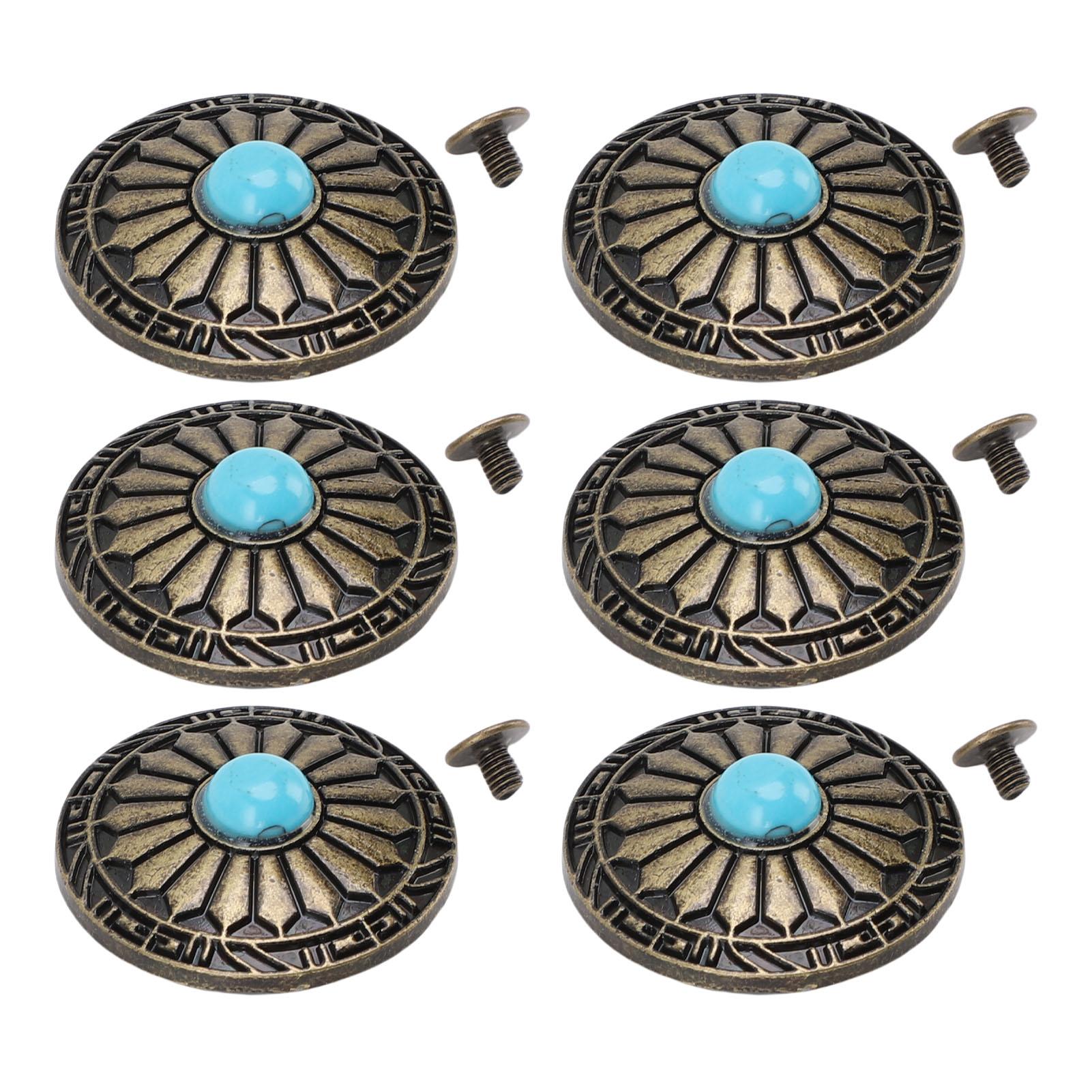 

10 шт. Металлические бирюзовые кончос Пряжка для кошелька 30 мм Декоративные 4,5 мм Винт с перекрестной головкой Задняя кнопка