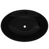 Ceramic Washbasin with Faucet Hole Overflow Hole Black Oval