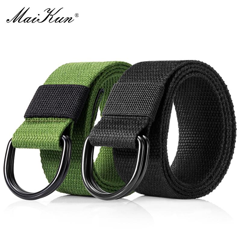 Maikun 2PCS Men Belt Double Ring Buckle Waistband Casual Canvas Belts Belt For Men 110cm