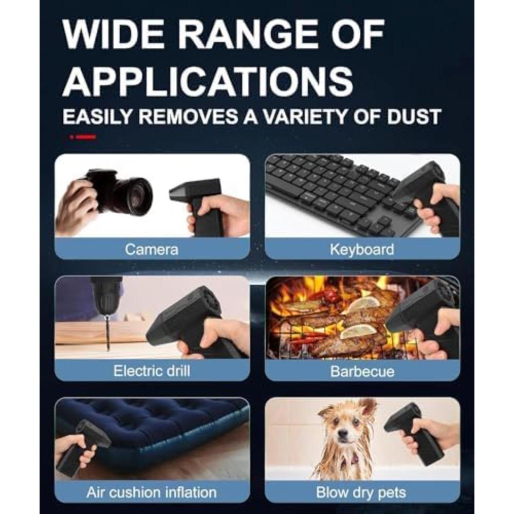 Portable Handheld Mini Blower Air Duster 130000 RPM Turbo Powered Jet Blower Jet Dry Blower with Adjustable Speed for Car Cleaning Camping Outdoors