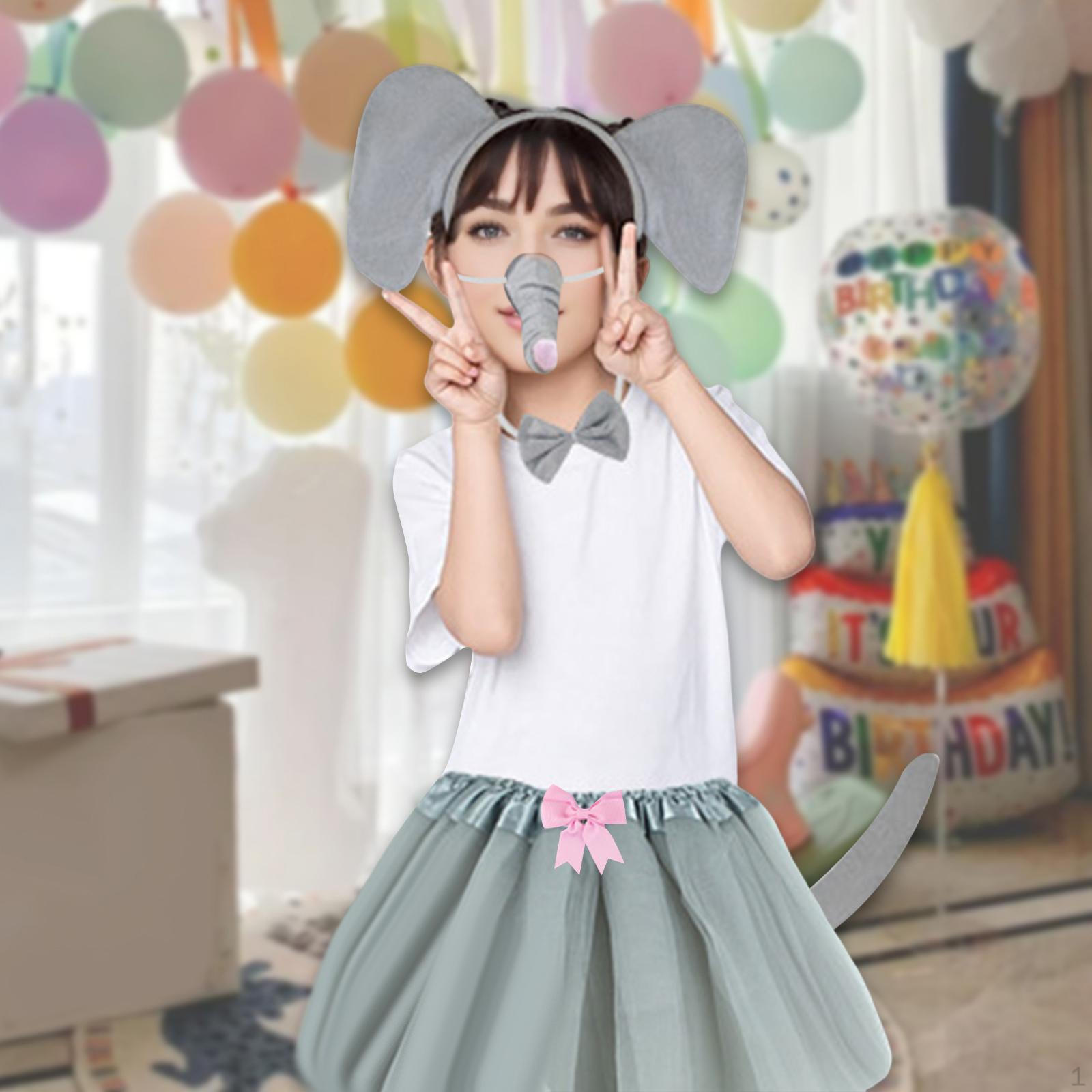 Детский костюм слона милый для детей фестиваль выпускной вечер реквизит день рождения with Pink Bow Skirt