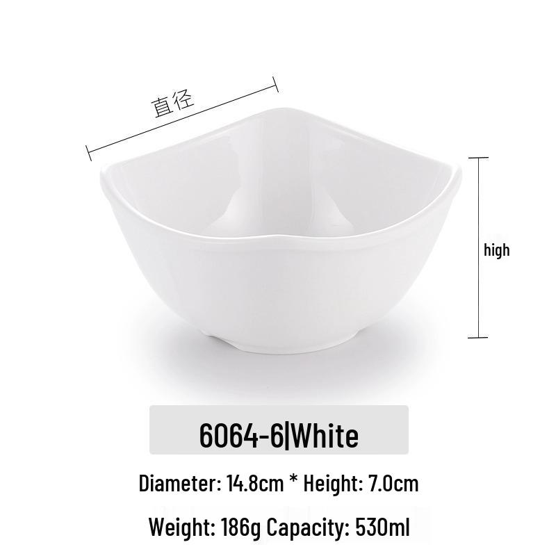 Melamine Imitation Porcelain Square Bowl – Plastic Soup, Dessert, BBQ, Bibimbap, Small Dish for Fast Food.