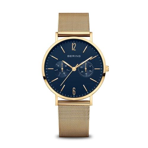 BERING (Bering) Men's & Women's (Unisex) Watch, Japan Exclusive, Navy x Brown Calf Leather & Black Stainless Steel with Two Mesh Straps, Sapphire Crys