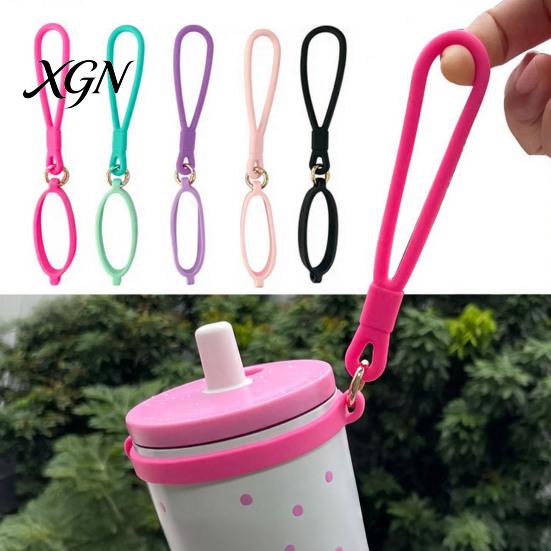 Flexible Silicone Wrist Loop Water Bottle Handle Strap, Universal Lanyard, Lightweight School Gadget Carrying Rope Portable Rubber Holder, Anti