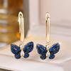 Orecchini a Cerchio Farfalla Carini con Zircone Cristallo Blu per Donna Fibbia Orecchio Colore Oro Vintage Gioielli da Matrimonio Regali per San Valentino