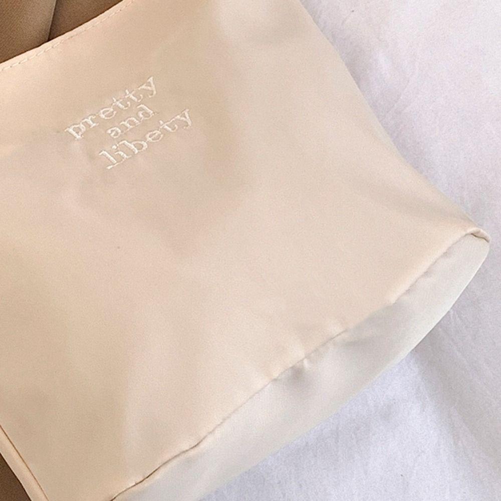 Tote Bag Embroidery Shoulder Bag Korean Style Nylon Bucket Bag Fashion Letter Underarm Bag  Travel