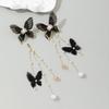 New Elegant Fairy Chiffon Buterfly Tassel Earrings For Women Fashion Imitation Pearl Dangle Drop Earrings Party Wedding Jewelry Gifts