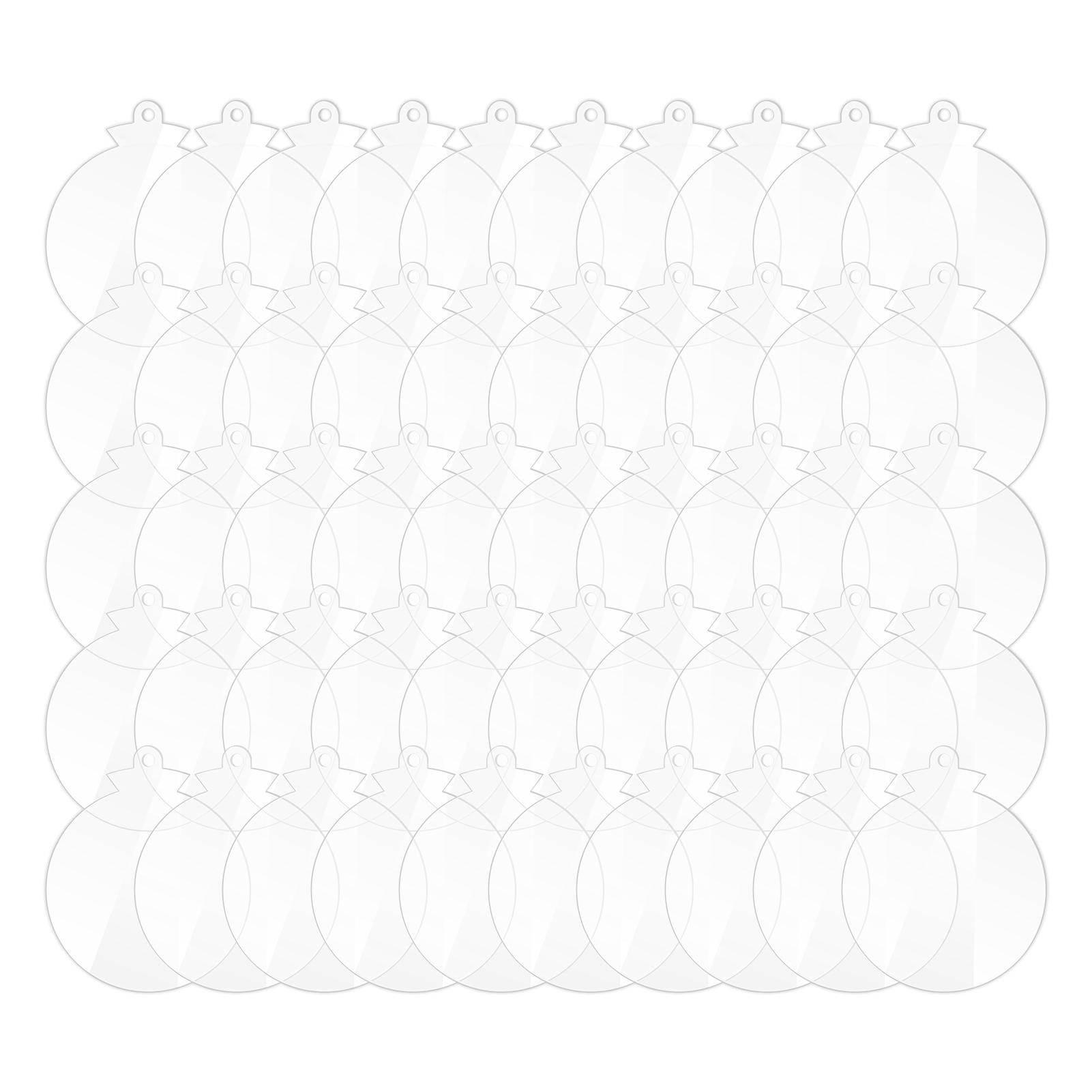 Acrylic Christmas Ornament 20/50Pcs Blank Transparent Acrylic Disc DIY Blank Clear Christmas Ornament With Hole белый
