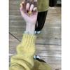 Yellow age-reducing button Henry neck knitted sweater women's autumn and winter plush soft waxy loose backing top