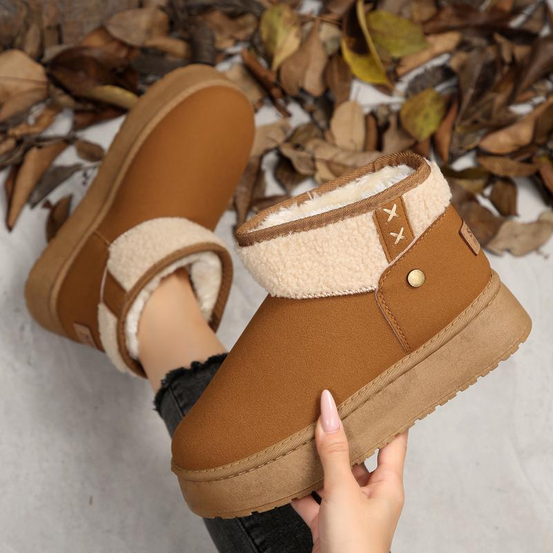 Casual Metal Decoration Mix Color Snow Boots Women 2025 Winter Warm Short Plush Ankle Booties Comfort Thick Bottom Fur Boots