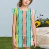 Summer Girls Cute Suit Flying Sleeves T-shirt Top + Ruffled Shorts Daily Outdoor Wear Cute Casual Fashion 2-Piece Set