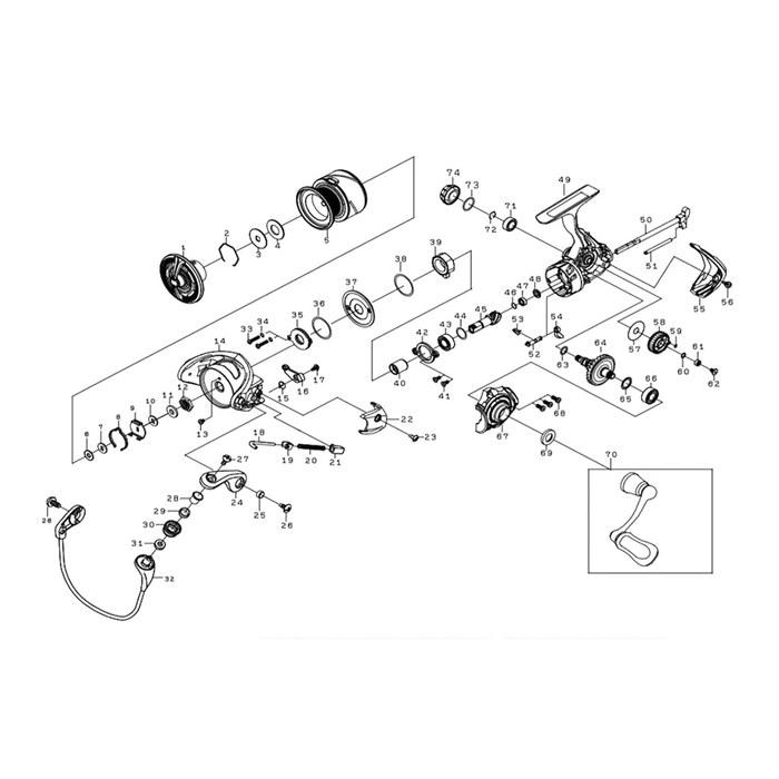 Daiwa Genuine Parts 20 Getsumeibijin X 2000S Spool (2-5), Part No. 5, Code 128D96