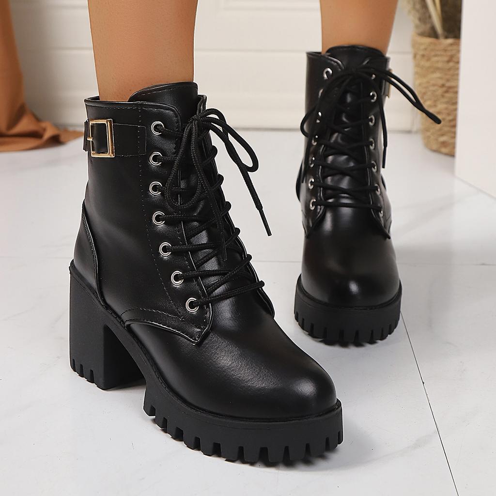 Fashion New Women Winter Leather Women Winter Boots Thick Wool Warm High-heeled Genuine Boots High-quality Female Snow Boots Women Shoes