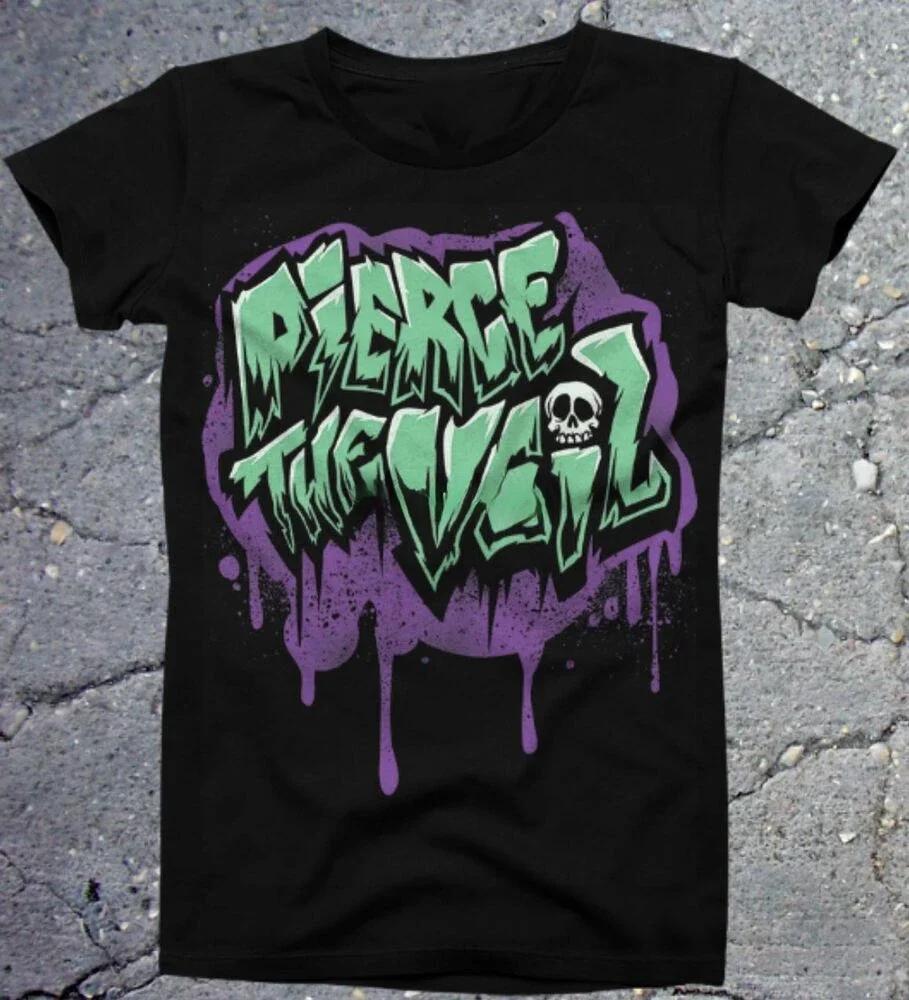 

Винтажная футболка с черепом группы Pierce The Veil, черная, одежда Y2k, графические футболки, винтажная женская одежда, модный топ Y2K, забавный принт M