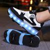 29-40 Kid's Lights Sports Shoes Rubbing Shoes Solid Magic Patch Can Charging Double-row Four-wheel Luminous Children Shoes