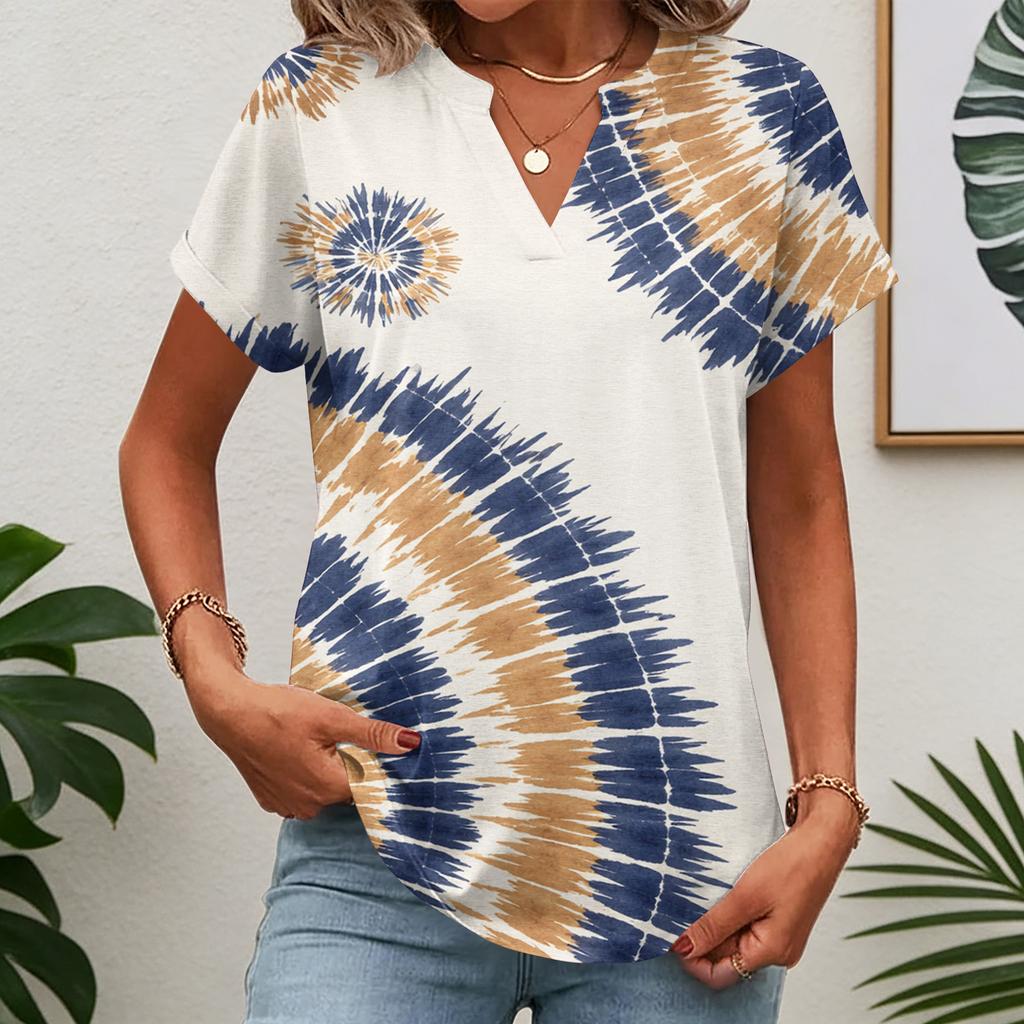 Damen Oberteile Kurzarm T-Shirts Sommer V-Ausschnitt Hemden Arbeitsblusen Business Tuniken