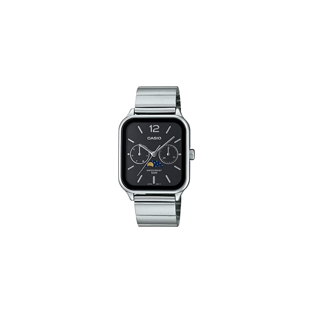 Casio Standard Moon Phase Analog Men s Watch MTP-M305D-1AV Metal Band Black