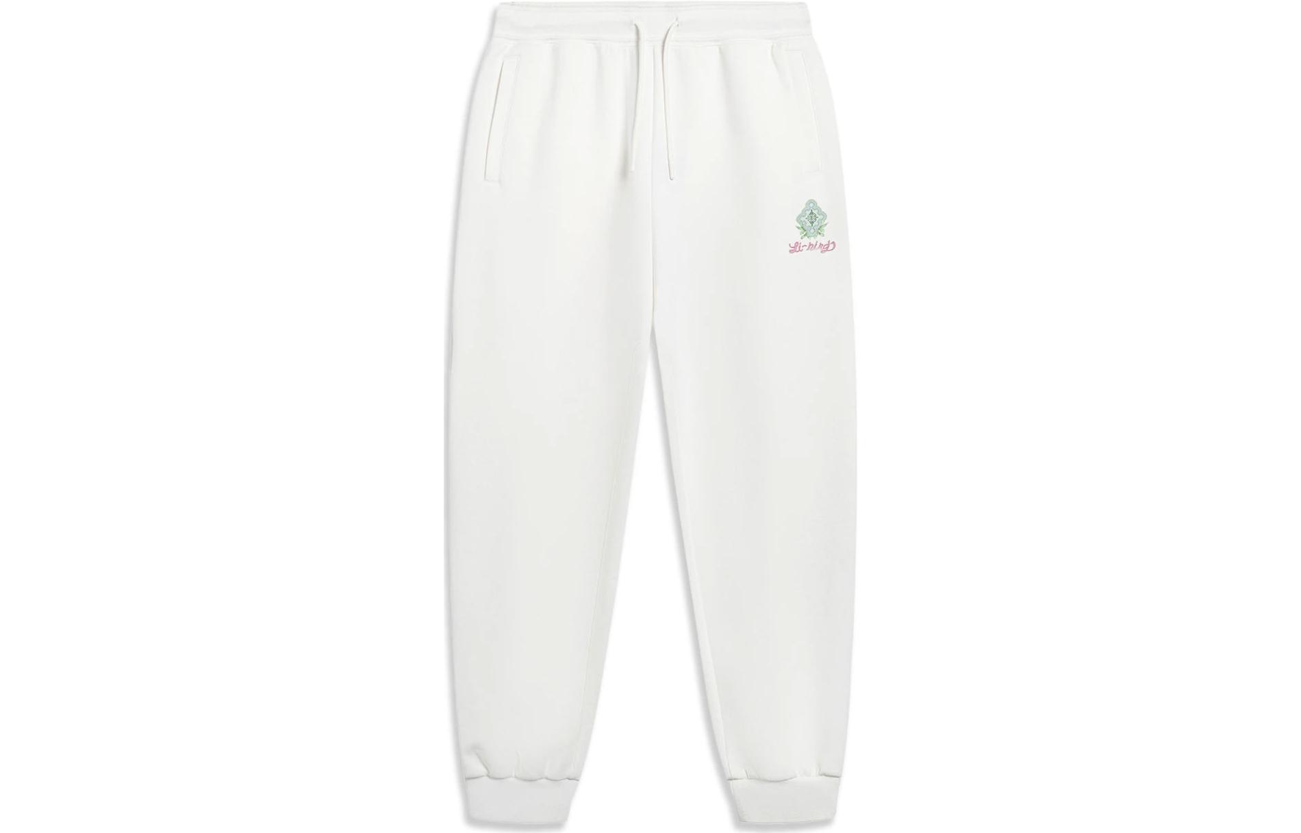Li Ning Sports Trendy Collection Knitted Sweatpants Women s Ivory Moderate Cuffed Pants AKLT412-3 L