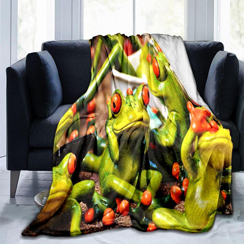 Frog Plush Blanket Suitable All Seasons Soft Comfortable Sofa Office Nap Travel Birthday Gift Christmas Present
