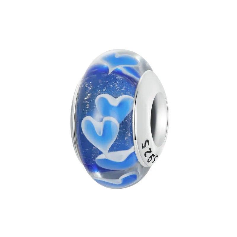 

BAMOER синие сердечки из муранского стекла, очаровательные бусины для женщин, изготовление ювелирных изделий, стерлинговое серебро 925 пробы, подвеска для оригинального браслета, аксессуары «сделай сам» SCC2736