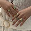 Stainless Steel Vintage Boho Turquoise Rings For Women Gold Plated Sun Butterfly Feather Wide Knuckle Finger Ring Party Jewelry