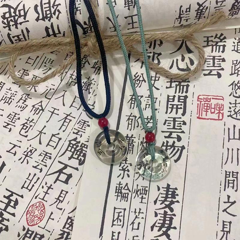 Chinese Style Geometric Circular Pendant Necklace Weave Rope Safety Buckle Clavicle Chain For Women Jewelry Party Gift