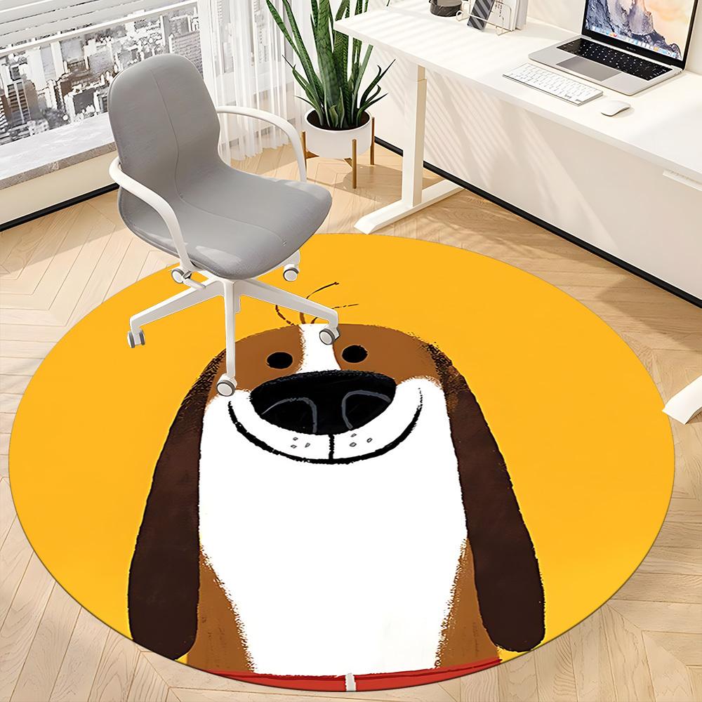 1PC Puppy Pet Office Round Area Rug, Mat Suitable ForOffice, Under Office Chairs Bedroom Living Room Home Decor, Room Deco
