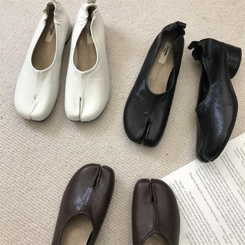 Fashion IPPEUM Women Split Toe Shoes Ballet Flat Mary Janes  2024 New Black Pu Leather Flats Ballerina