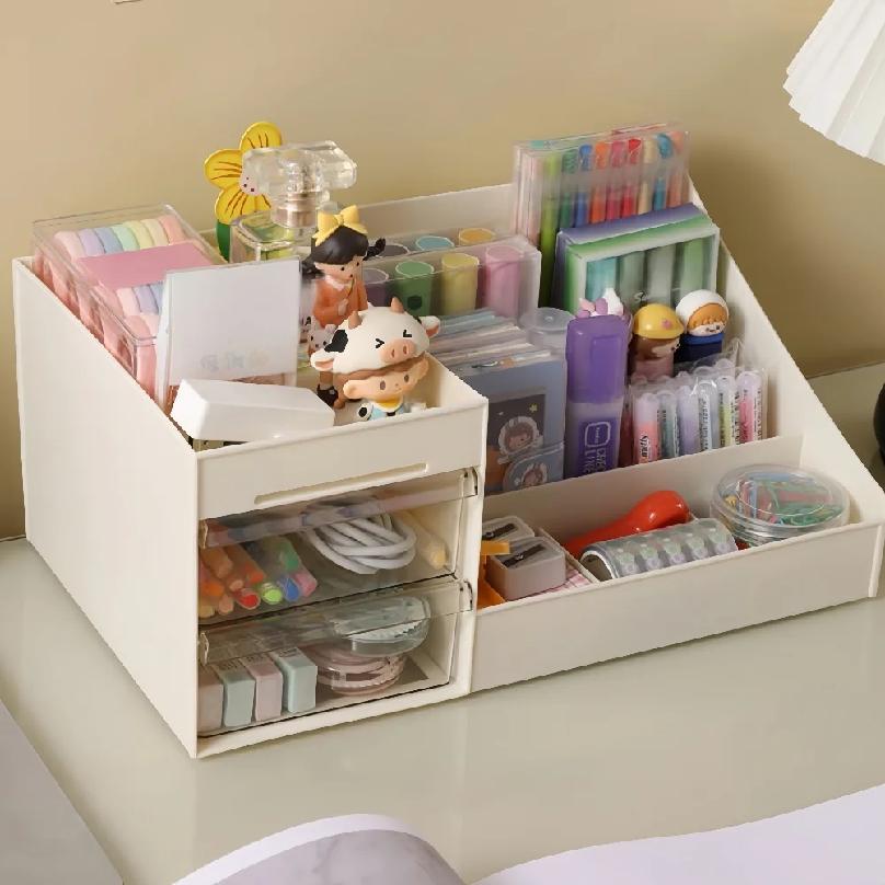 Organizador de Maquiagem com Gavetas, Armazenamento de Cosméticos para Cômoda, Penteadeira e Bancada de Banheiro, Porta Beleza para Batom e Pincel