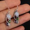 gift Engagement Wedding Jewelry Hook Multi-Gemstone Peridot Moonstone Earrings Amethyst Ear Stud