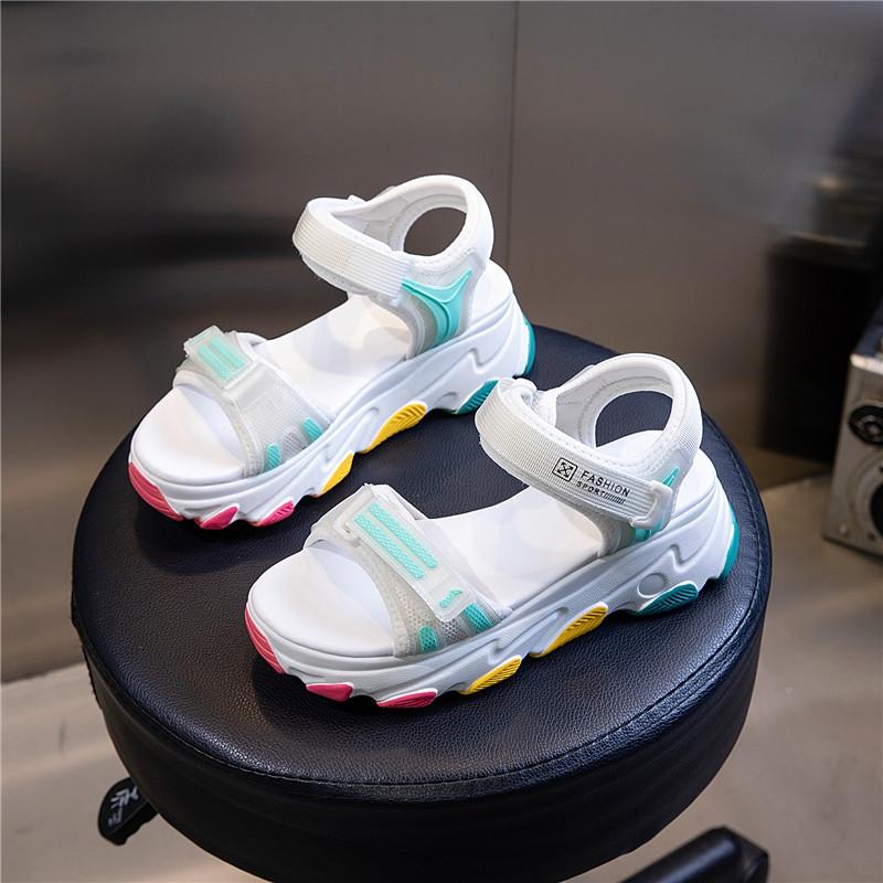 

Summer rainbow bottom sandals women s 2025 new outer wear versatile breathable flat shoes children s Velcro casual women s shoes 35