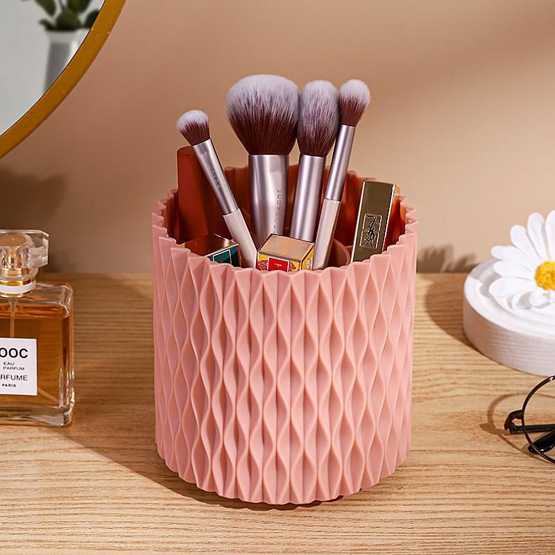 

Rotating Makeup Brush & Eye Shadow Holder - Multifunctional Desktop Storage Rack for Dressing Table, Light Luxury Style