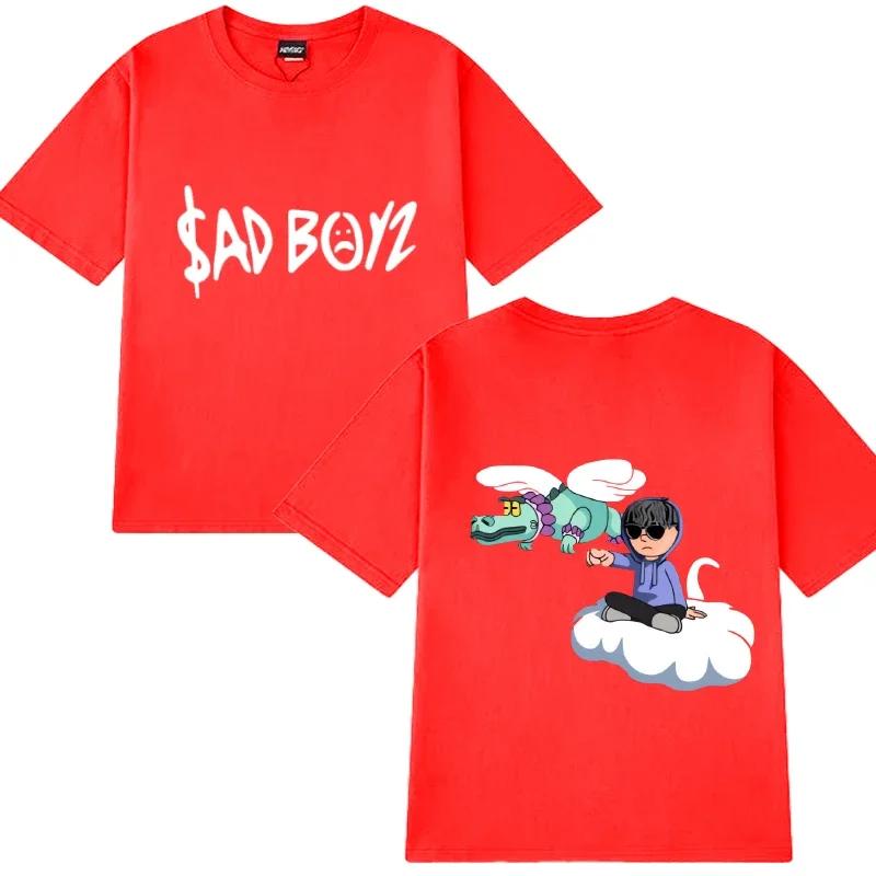 Hot Singer Junior H Sad Boyz Harajuku Cartoon Graphic T Shirt Men Women Oversized Short Sleeve T-shirts Unisex 100% Cotton Tops