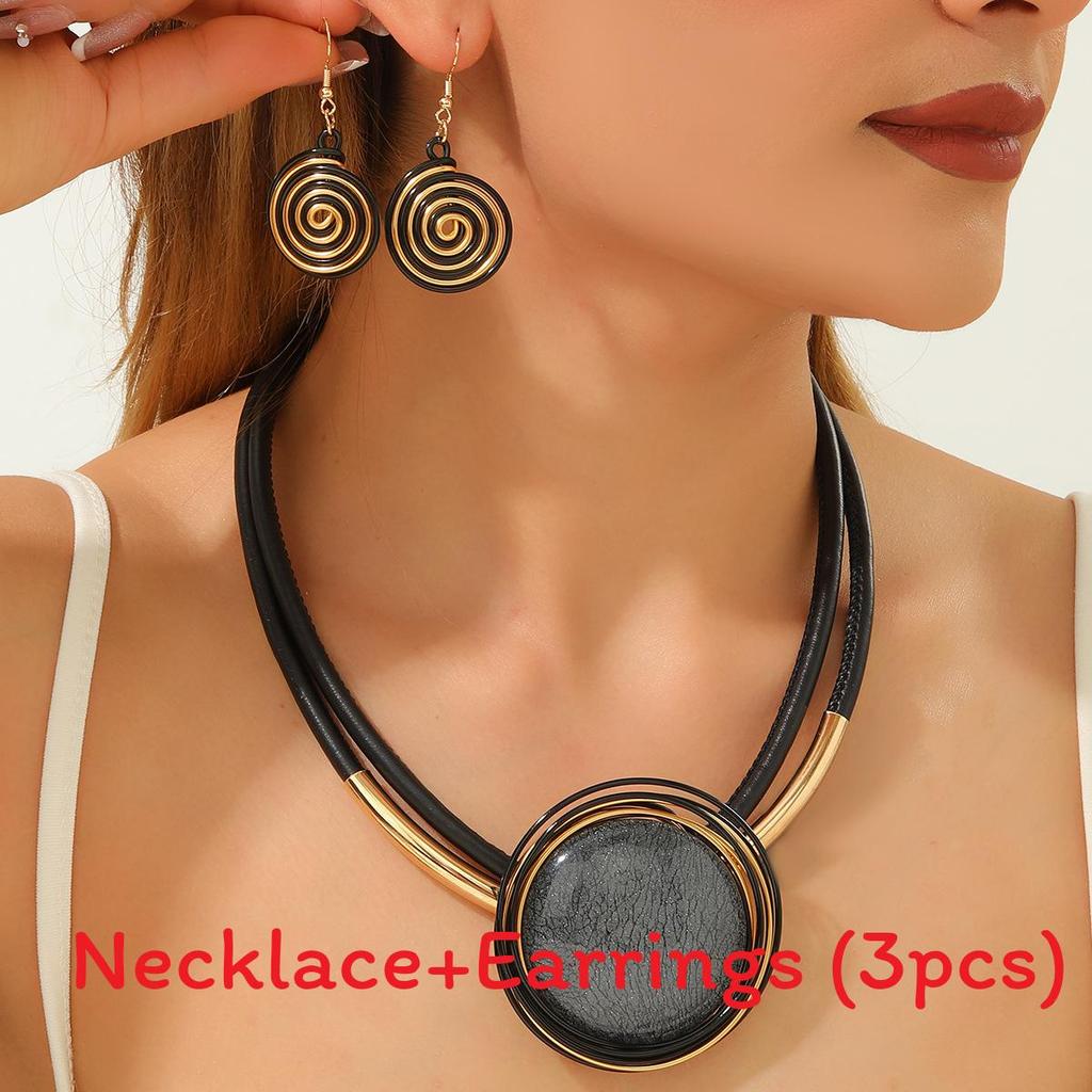 New Vintage Resin Beaded Necklace And Earrings Set With Large Gemstones For Evening Party Wear