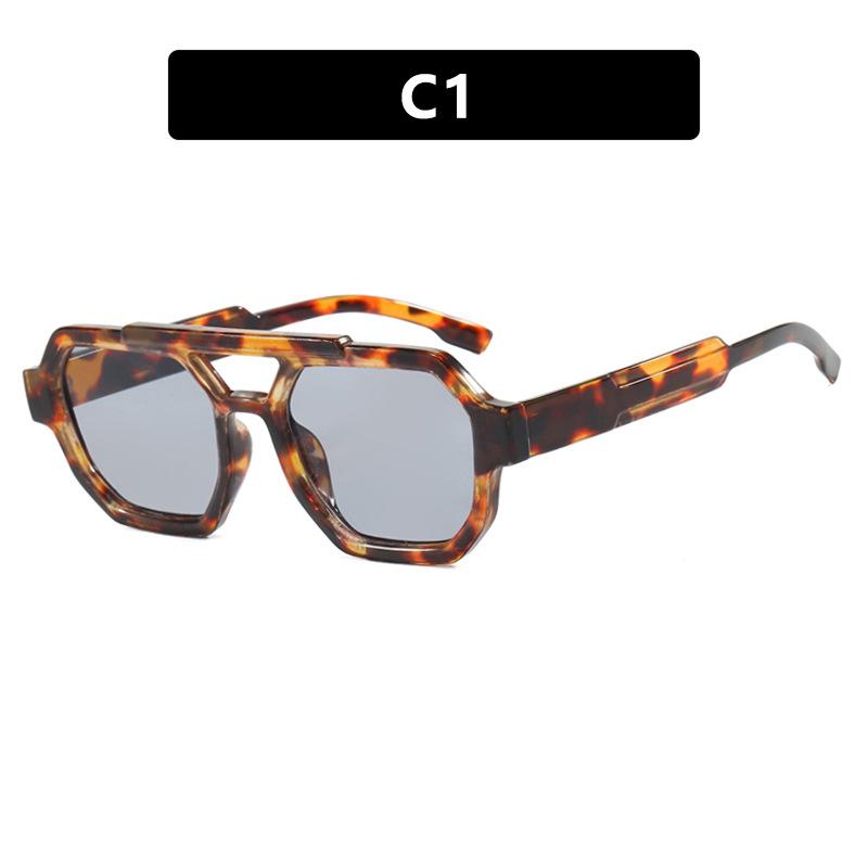 Nové Retro Dámské Polygonové Čtvercové Sluneční Brýle s Dvojitým Můstkem Módní Modré Fialové Pánské Odstíny UV400 Sluneční Brýle