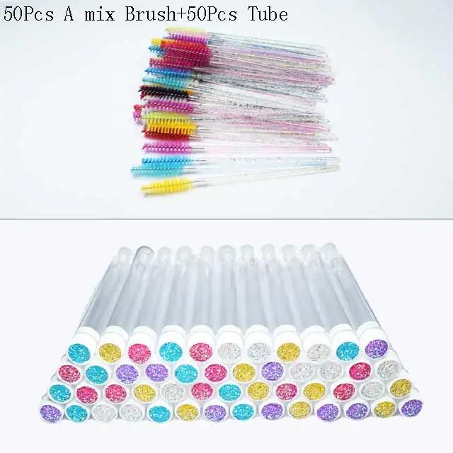 Reusable 50sets Eyelash Mascara Wands With Tube Lash Spoolie Brush In Container Disposable Eyebrow Applicator Case Wholesale