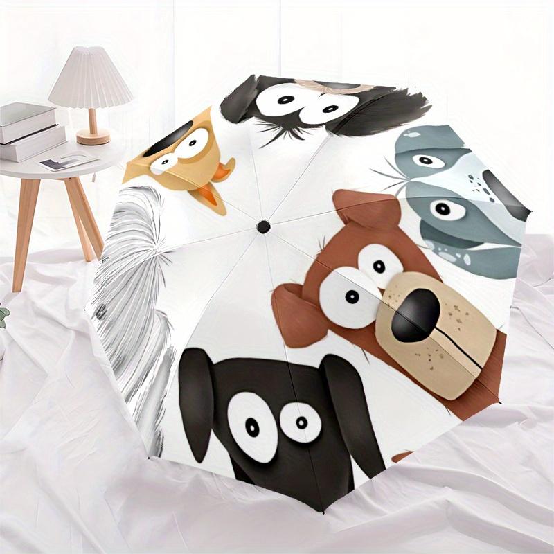 1 Stück Tiergesichter Automatischer Faltregenschirm, Tragbares & Faltbares Design mit 8 Speichen, Lässiges Outdoor-Accessoire yy250729054
