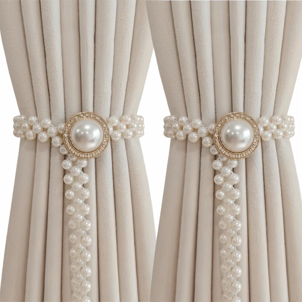 Creative Imitation Pearl Curtain Ties Butterfly Clips Window Curtain Tie Belts Shower Curtains