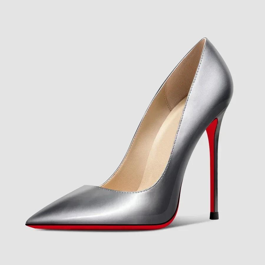 Fashion Customized Color Summer New 12cm Black Super High Heels for Women and Men, Slim Heels, Oversized, Sexy Pointed Single Shoes