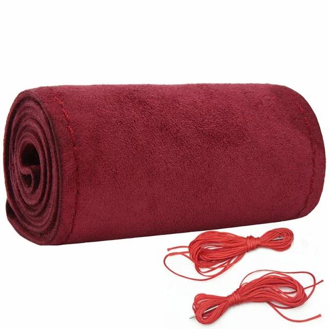38cm Suede DIY Steering Wheel Cover Genuine Leather Braided Car Steering Wheel Pad Liner Protection Cover Anti Slip Interior
