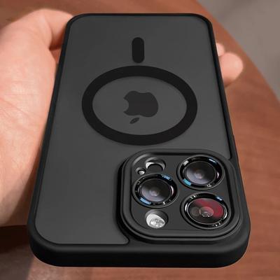 Luxusní matný průsvitný pancéřovaný nárazuvzdorný kryt pro iPhone 15 14 Plus 13 12 11 Pro 15 Max magnetický pro bezdrátové nabíjení nárazník