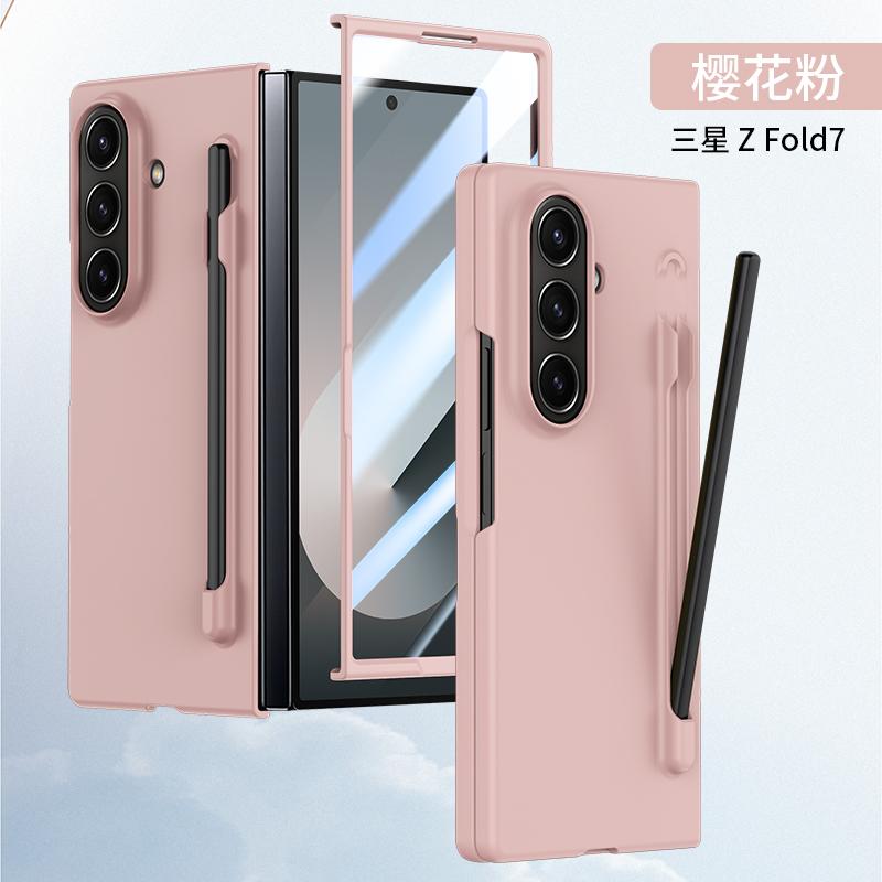 Multi Color Ultra-thin Matte Case For Samsung Galaxy Z Fold 7 6 5 4 Pen Slot with Touch Pen Tempered Film Shockproof Hard Cover