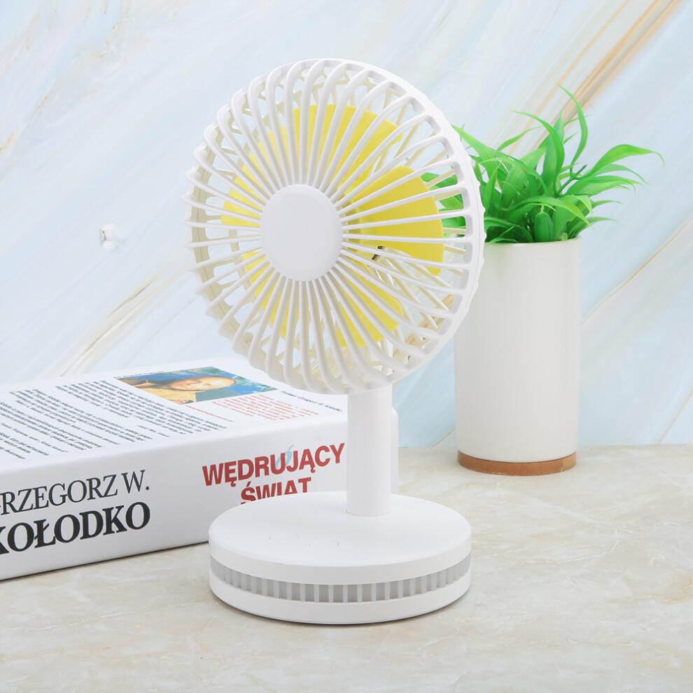 Adjustable Speed Desk Fan for Home, Quiet Operation Fan with LED Bedside Small Light Function, Rechargeable Handheld Fan, Portable Mini Fan for