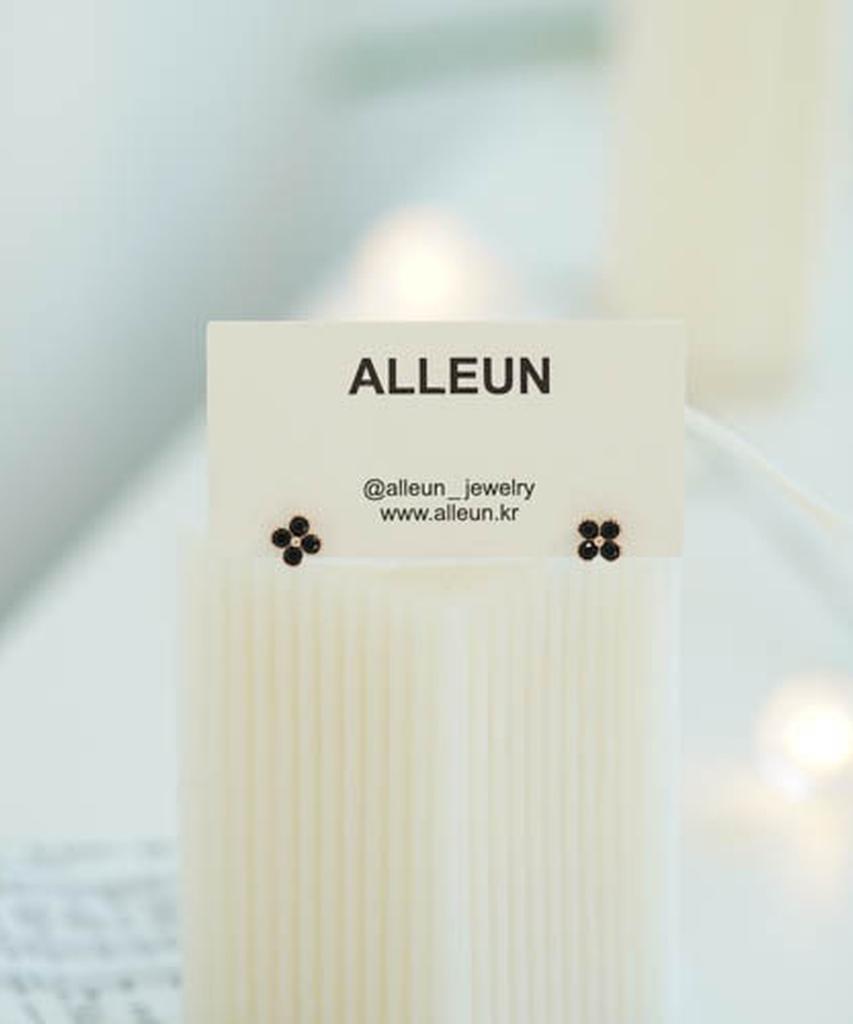 Alleun 925er Silber Onyx Edelstein Kleeblatt Silber Ohrringe