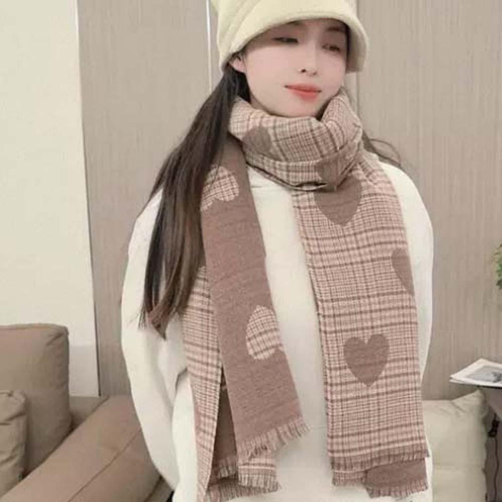 Soft Heart Knitted Scarf Acrylic Fibers Long Thickened Shawl Large Double-sided Scarf  Winter
