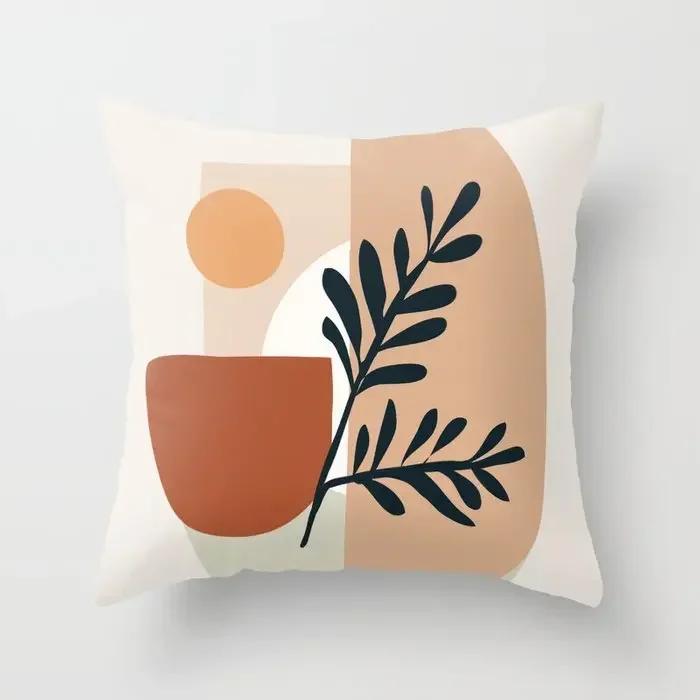 Modern Abstract Pink Brown Geometric Pillowscase Fashion Decorative Pillows Cover Livingroom Sofa Cushions Cover 45*45cm